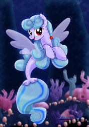 Size: 1600x2263 | Tagged: safe, artist:jucamovi1992, oc, oc only, seapony (g4), g4, my little pony: the movie, cute, female, looking at you, mare, seaponified, smiling, solo, species swap, underwater