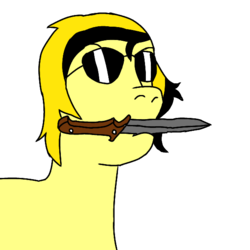 Size: 600x600 | Tagged: safe, oc, oc only, oc:leslie fair, pony, /mlpol/, anarcho-capitalism, dale gribble, king of the hill, knife, simple background, transparent background