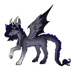 Size: 3000x3000 | Tagged: safe, artist:pndrws, oc, oc only, draconequus, hybrid, fangs, high res, interspecies offspring, looking at you, next generation, offspring, parent:discord, parent:princess luna, parents:lunacord, simple background, smiling, solo, transparent background