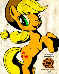 Size: 2000x2500 | Tagged: safe, artist:andrew hickinbottom, applejack, g4, my little pony: the movie, official, ashleigh ball, female, high res, movie poster, my little pony logo, poster, rearing, solo