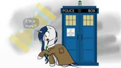 Size: 1024x576 | Tagged: safe, artist:mimicproductions, oc, oc only, oc:muffinkarton, pony, unicorn, clothes, cosplay, costume, doctor who, female, mare, tardis