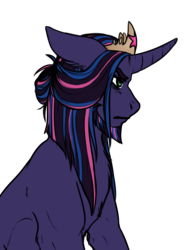 Size: 1200x1560 | Tagged: safe, alternate version, artist:azuriaus, oc, oc only, oc:eventide, pony, crown, hair bun, jewelry, offspring, parent:king sombra, parent:twilight sparkle, parents:twibra, regalia, simple background, transparent background