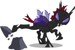 Size: 5000x3320 | Tagged: safe, artist:dashiesparkle, pharynx, changeling, g4, season 6, to change a changeling, .svg available, absurd resolution, brother, bucking, kick, male, rock, simple background, solo, transparent background, vector