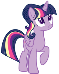 Size: 1588x2013 | Tagged: safe, artist:otakuchicky1, rainbow dash, twilight sparkle, alicorn, pony, g4, female, mare, older, raised hoof, simple background, solo, transparent background, twilight sparkle (alicorn)