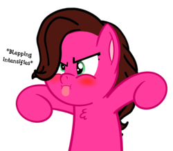 Size: 2851x2497 | Tagged: safe, artist:aarondrawsarts, oc, oc only, oc:rose bloom, pony, :p, blushing, chest fluff, cute, high res, meme, simple background, tongue out, transparent background, tumblr, x intensifies