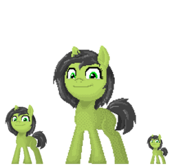 Size: 420x412 | Tagged: safe, artist:happy harvey, oc, oc only, oc:anon, oc:filly anon, earth pony, pony, cute, female, filly, looking at you, pixel art, samefag, shading, simple background, size difference, smug, transparent background