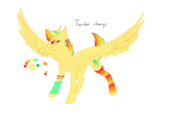 Size: 1500x1000 | Tagged: safe, artist:fancycookiejar, oc, oc only, oc:twister charge, pony, clothes, magical lesbian spawn, offspring, parent:rainbow dash, parent:spitfire, parents:spitdash, simple background, socks, solo, spread wings, striped socks, transparent background, wings