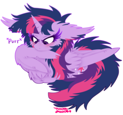 Size: 1891x1770 | Tagged: safe, artist:vanillaswirl6, part of a set, twilight sparkle, alicorn, pony, g4, behaving like a cat, blushing, cheek fluff, chest fluff, colored pupils, cute, ear fluff, female, floppy ears, fluffy, hnnng, mare, ponyloaf, preening, prone, purring, scrunchy face, signature, simple background, solo, transparent background, twiabetes, twilight sparkle (alicorn), unshorn fetlocks, wing noms