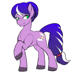 Size: 3000x3000 | Tagged: safe, artist:marik azemus34, oc, oc only, oc:crescent petals, earth pony, pony, colored, freckles, full body, hair bun, high res, parent:oc:sentinel shield, parent:princess luna, raised hoof, reference sheet, sketch, solo, tail band