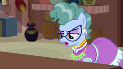 Size: 1366x768 | Tagged: safe, screencap, mrs. trotsworth, earth pony, pony, daring done?, g4, angry, background pony, cute, female, inn keeper, mare, solo, somnambula resident