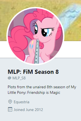 Size: 293x436 | Tagged: safe, pinkie pie, g4, hilarious in hindsight, meta, parody, text, twitter