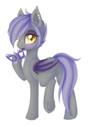 Size: 965x1332 | Tagged: safe, artist:dusthiel, oc, oc only, bat pony, pony, bat pony oc, blushing, butt, commission, featureless crotch, female, lipstick, looking at you, looking back, mare, plot, simple background, solo, transparent background