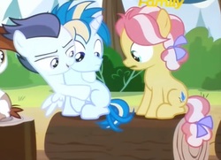 Size: 725x525 | Tagged: safe, screencap, kettle corn, pipsqueak, rumble, skeedaddle, earth pony, pegasus, pony, unicorn, g4, marks and recreation, colt, female, filly, it's not what it looks like, male