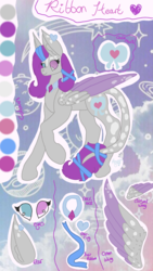 Size: 1500x2668 | Tagged: safe, artist:pegasus004, oc, oc only, oc:ribbon heart, pegasus, pony, accessory, reference sheet
