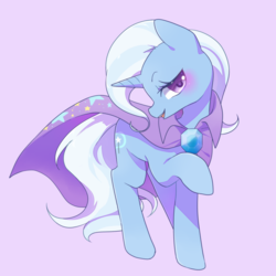 Size: 2350x2350 | Tagged: safe, artist:kkmrarar, trixie, pony, unicorn, g4, cape, clothes, female, high res, looking at you, mare, raised hoof, simple background, smiling, solo, trixie's cape