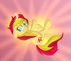 Size: 2536x2180 | Tagged: safe, artist:brok-enwings, sunset shimmer, pony, unicorn, g4, cute, female, glowing, high res, mare, shimmerbetes, smiling, solo, sunshine shimmer
