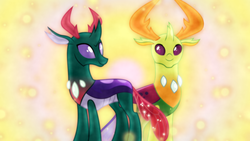 Size: 1600x900 | Tagged: safe, artist:sailortrekkie92, pharynx, thorax, changedling, changeling, g4, to change a changeling, brotherhood, brotherly love, changedling brothers, king thorax, male, prince pharynx, sibling, sibling love, siblings, wallpaper