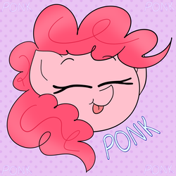 Size: 2800x2800 | Tagged: safe, artist:kirbyrainboom, pinkie pie, g4, :p, eyes closed, female, happy, high res, ponk, solo, tongue out