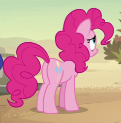 Size: 404x411 | Tagged: safe, screencap, pinkie pie, earth pony, pony, daring done?, g4, butt, cropped, female, mare, plot, solo