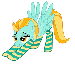 Size: 900x792 | Tagged: safe, artist:cielmarth, lightning dust, pegasus, pony, g4, clothes, female, iwtcird, mare, meme, simple background, socks, solo, striped socks, watermark, white background