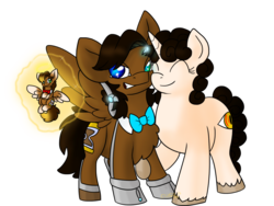 Size: 1024x768 | Tagged: safe, artist:usagi-zakura, oc, oc:mister clever, angel, chibi angel doctor, doctor who, glowing, halo, missy, non-mlp shipping, shipping, simple background, transparent background, unshorn fetlocks