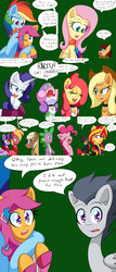 Size: 2400x5600 | Tagged: safe, artist:jake heritagu, apple bloom, applejack, big macintosh, fluttershy, pinkie pie, rainbow dash, rarity, rumble, scootaloo, spike, sunset shimmer, sweetie belle, twilight sparkle, oc, oc:hades, oc:sandy hooves, alicorn, dragon, pony, comic:ask motherly scootaloo, g4, blushing, blushing profusely, clothes, comic, eyepatch, female, hairpin, lesbian, male, mane six, motherly scootaloo, ring, scarf, ship:sweetiebloom, ship:twimac, shipping, straight, sweatshirt, twilight sparkle (alicorn), wedding ring