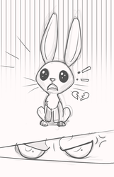 Size: 1034x1605 | Tagged: safe, artist:yakovlev-vad, angel bunny, rabbit, g4, angel bunny is not amused, angry, animal, comic, grayscale, heartbreak, jealous, male, monochrome, simple background, sitting, solo, unamused, white background