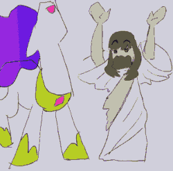 Size: 300x297 | Tagged: safe, anonymous artist, princess celestia, g4, 4chan, animated, colored, dancing, drawthread, duo, female, gif, jesus christ, majestic as fuck, male, mormon jesus, party hard, simple background, white background