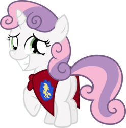 Size: 4439x4500 | Tagged: safe, artist:slb94, sweetie belle, pony, unicorn, g4, stare master, absurd resolution, blank flank, butt, cmc cape, female, filly, grin, looking at you, nervous, nervous smile, plot, simple background, smiling, sweetie butt, transparent background, vector