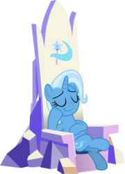 Size: 7264x10090 | Tagged: safe, artist:punzil504, trixie, pony, unicorn, all bottled up, g4, absurd resolution, based, chair, crossed legs, eyes closed, female, friendship throne, hoof on belly, mare, no tail, nonchalant, simple background, sitting, smiling, solo, throne, throne slouch, transparent background, vector