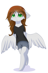 Size: 1024x1530 | Tagged: safe, artist:php146, oc, oc only, pegasus, pony, semi-anthro, clothes, cute, female, mare, ocbetes, shirt, simple background, smiling, solo, transparent background