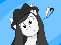 Size: 1148x851 | Tagged: safe, artist:cobaltsketch, oc, oc only, oc:ink scribe, pegasus, pony, twilight sparkle's secret shipfic folder, abstract background, cutie mark, hat, solo