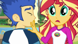 Size: 1280x720 | Tagged: safe, screencap, flash sentry, sunset shimmer, equestria girls, g4, my little pony equestria girls: legend of everfree, discussion in the comments, friendzone