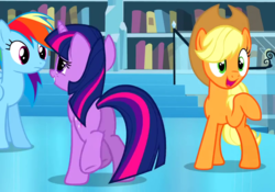 Size: 800x560 | Tagged: safe, screencap, applejack, rainbow dash, twilight sparkle, g4, the crystal empire, butt, plot, twibutt