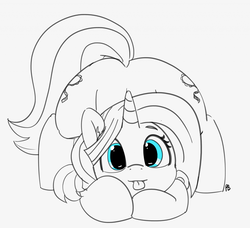 Size: 1280x1165 | Tagged: safe, artist:pabbley, lily lace, pony, g4, 30 minute art challenge, both cutie marks, cute, female, mare, partial color, silly, solo, tongue out