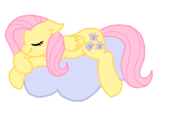 Size: 871x686 | Tagged: safe, artist:mieuun, fluttershy, pegasus, pony, g4, cloud, eyes closed, female, folded wings, mare, prone, simple background, sleeping, smiling, solo, transparent background