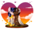 Size: 1024x928 | Tagged: safe, artist:jetjetj, oc, oc only, oc:onyx quill, oc:swift seraphic, dracony, hybrid, kirin, pegasus, pony, claws, cute, female, heart background, horns, male, shipping, straight, swyx, wings