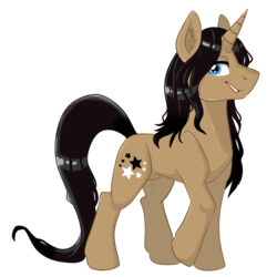 Size: 1000x1000 | Tagged: safe, alternate version, artist:kaitlyn23, oc, oc only, oc:yin yang star, pony, unicorn, horn, looking at you, male, simple background, solo, stallion, transparent background, unicorn oc