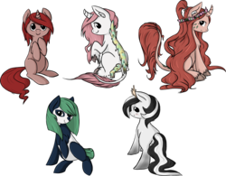 Size: 2763x2158 | Tagged: safe, artist:violentdreamsofmine, oc, oc only, oc:natura, oc:prism heart, oc:spiced tea, oc:twin lily, oc:wonder spirit, kirin, panda pony, pony, chibi, high res