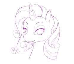 Size: 800x696 | Tagged: safe, artist:dstears, rarity, pony, unicorn, g4, female, looking at you, mare, monochrome, simple background, smiling, solo