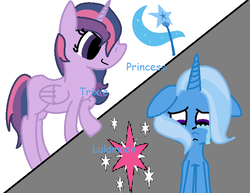 Size: 703x542 | Tagged: safe, artist:pencil-note, trixie, twilight sparkle, alicorn, pony, g4, 1000 hours in ms paint, crying, female, lesbian, ms paint, ship:twixie, shipping, twilight sparkle (alicorn)