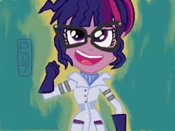 Size: 640x480 | Tagged: safe, artist:dncsamsonart, sci-twi, twilight sparkle, equestria girls, g4, mad twience, my little pony equestria girls: summertime shorts, female, glasses, solo