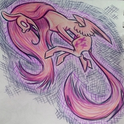 Size: 1966x1969 | Tagged: safe, artist:smirk, fluttershy, pegasus, pony, g4, horror, smiling, traditional art
