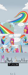 Size: 2535x6760 | Tagged: safe, artist:jake heritagu, rainbow dash, scootaloo, pony, comic:ask motherly scootaloo, g4, clothes, comic, hairpin, motherly scootaloo, scarf, snow, sweatshirt