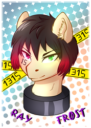 Size: 889x1251 | Tagged: safe, artist:ray-frost, pony, abstract background, bust, crossover, disembodied head, ponified, portrait, solo
