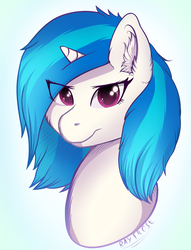 Size: 1331x1742 | Tagged: safe, artist:ray-frost, dj pon-3, vinyl scratch, pony, unicorn, g4, bust, female, head, looking at you, mare, portrait, simple background, white background