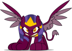 Size: 5000x3597 | Tagged: safe, artist:dashiesparkle, the sphinx, sphinx, daring done?, g4, absurd resolution, female, looking at you, sharp teeth, simple background, solo, spread wings, teeth, transparent background, updated, vector, wings
