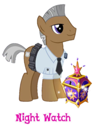 Size: 549x722 | Tagged: safe, gameloft, night watch, vigilance, earth pony, pony, g4, box, male, security guard, shiny, simple background, solo, stallion, transparent background