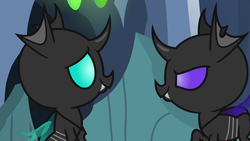 Size: 1280x720 | Tagged: safe, screencap, pharynx, thorax, changeling, nymph, g4, to change a changeling, brothers, male, younger