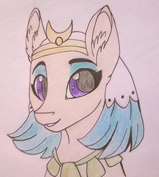 Size: 974x1082 | Tagged: safe, artist:evergreen-gemdust, somnambula, pony, daring done?, g4, bust, female, portrait, solo, traditional art